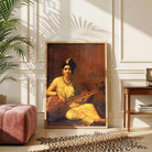 Malabar Lady with Veena – Raja Ravi Varma Painting for Living Room | Classical Indian Wall Art 3 : 4 Vertical Premium Wall Art Canvas by MeriDeewar