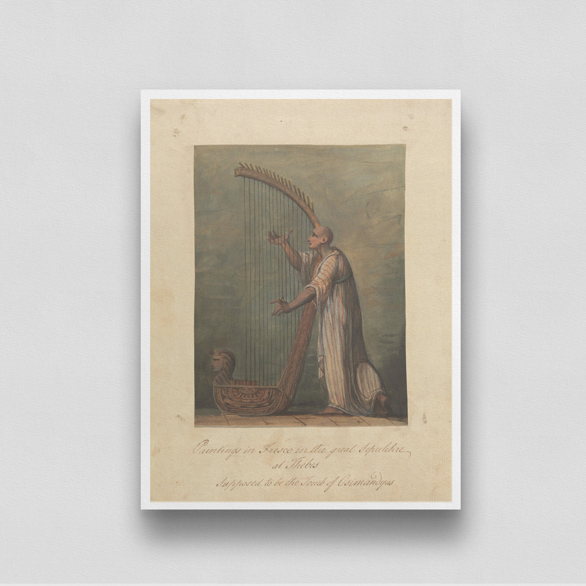 Man Playing a Harp by James Bruce 3 : 4 Vertical New Premium Wall Art Canvas by MeriDeewar