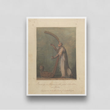 Man Playing a Harp by James Bruce 3 : 4 Vertical New Premium Wall Art Canvas by MeriDeewar