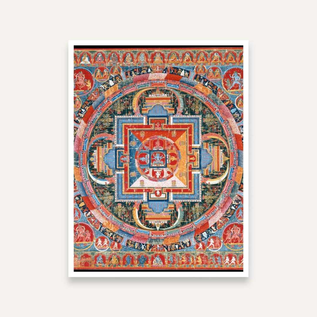Mandala Spiritual Painting for Living Room | Tibetan Buddhist Wall Art | Giclée Print 3 : 4 Vertical Premium Wall Art Canvas by MeriDeewar
