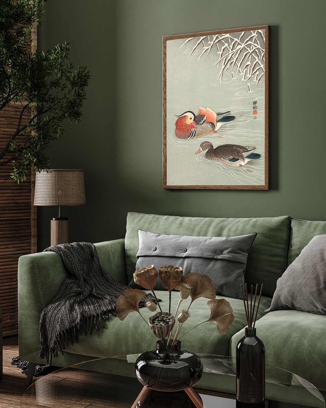 Mandarin ducks Poster by Ohara Koson 3 : 4 Vertical New Premium Wall Art Canvas by MeriDeewar