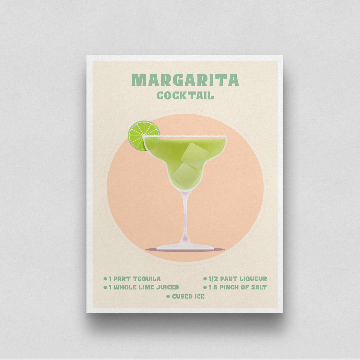 Margarita Cocktail Poster 3 : 4 Vertical New Premium Wall Art Canvas by MeriDeewar