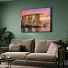 "Marina Twilight Glow" Singapore Skyline Architecture Giclée Print | Fine Art Wall Art 2 : 3 Horizontal Premium Wall Art Canvas by MeriDeewar