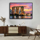 "Marina Twilight Glow" Singapore Skyline Architecture Giclée Print | Fine Art Wall Art 2 : 3 Horizontal Premium Wall Art Canvas by MeriDeewar