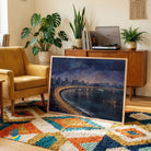 Marine Drive Midnight | Mumbai Abstract Night Art 3 : 2 Horizontal Premium Wall Art Canvas by MeriDeewar