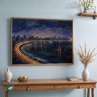Marine Drive Midnight | Mumbai Abstract Night Art 3 : 2 Horizontal Premium Wall Art Canvas by MeriDeewar