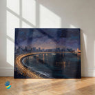 Marine Drive Midnight | Mumbai Abstract Night Art 3 : 2 Horizontal Premium Wall Art Canvas by MeriDeewar