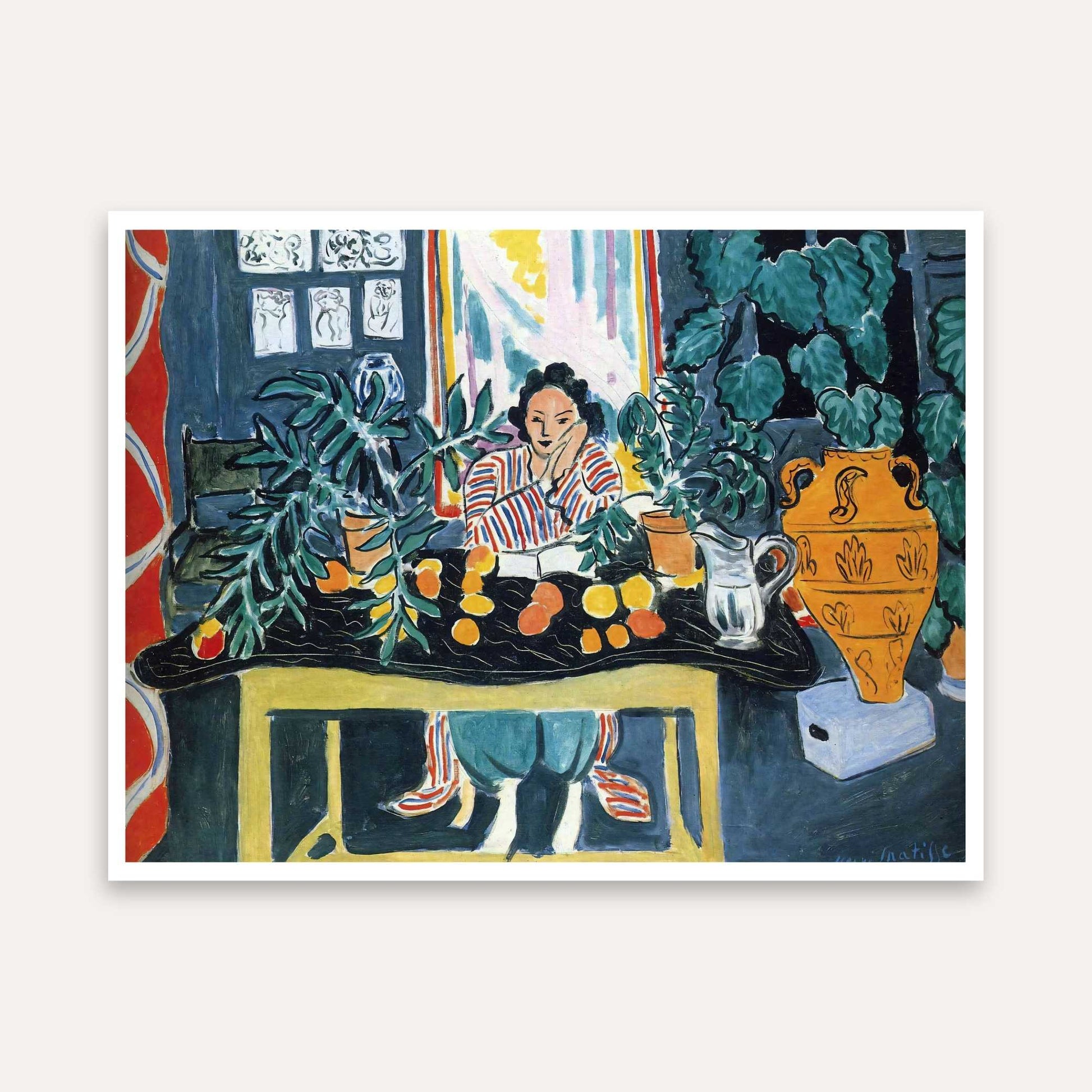 Matisse Colourful Wall Painting for Living Room | Still Life with Plants & Fruits Art Print 5 : 4 Horizontal Premium Wall Art Canvas by MeriDeewar