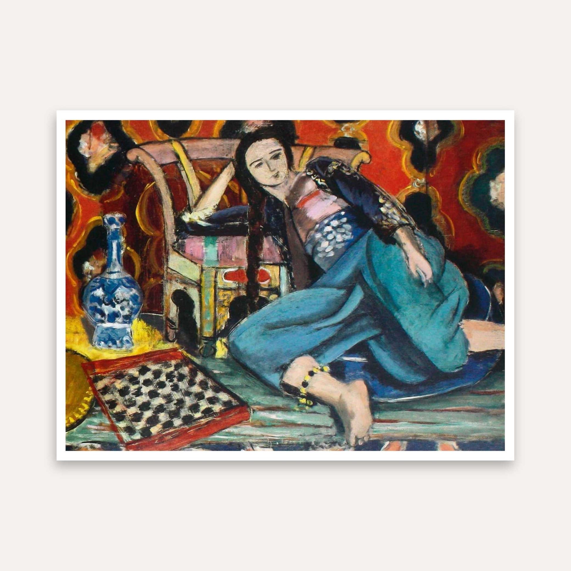 Matisse Lady in Blue Painting for Living Room | Colourful Wall Art | Giclée Print 4 : 3 Horizontal Premium Wall Art Canvas by MeriDeewar