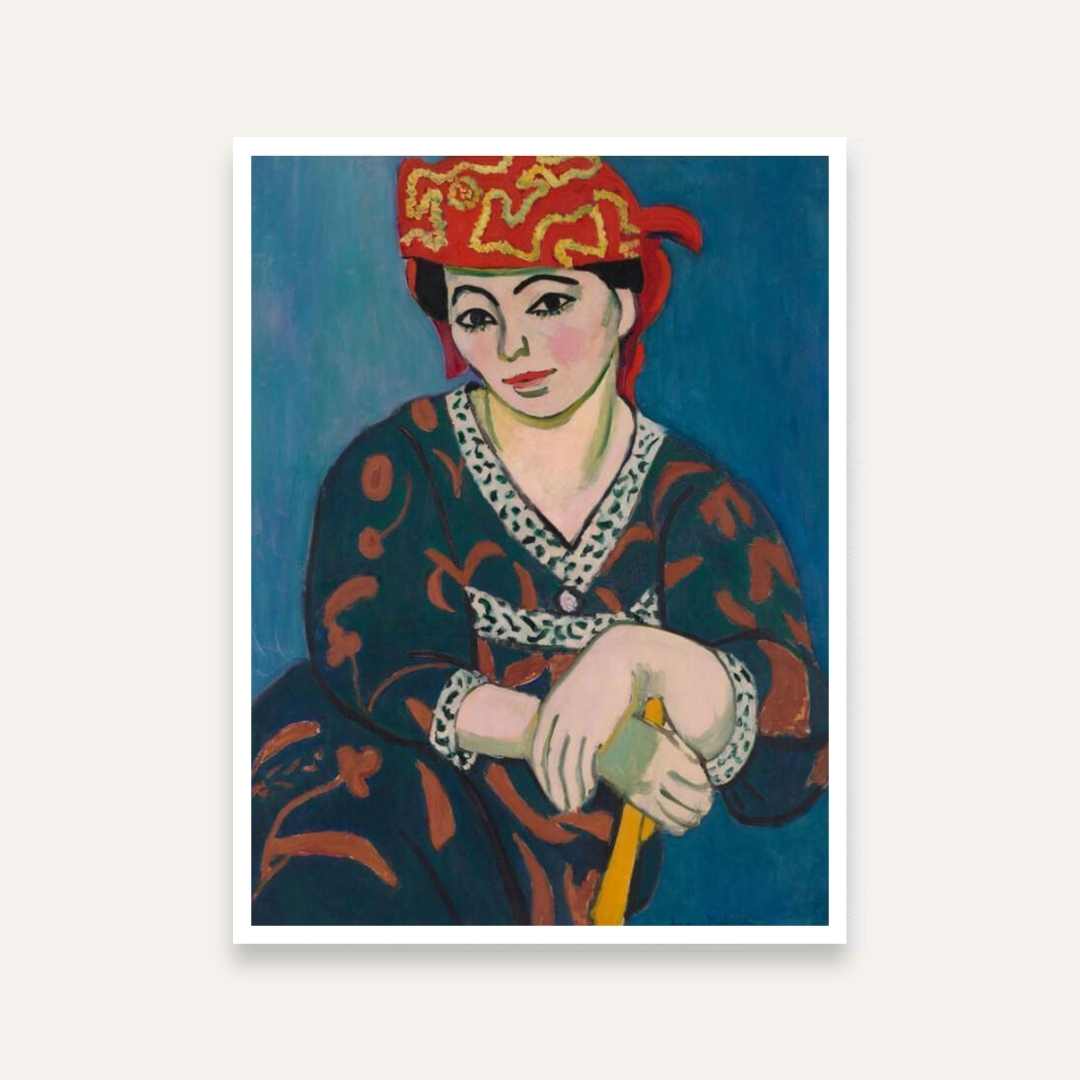 Matisse Woman Portrait Painting for Living Room | Bold Colourful Wall Art | Giclée Print 3 : 4 Vertical Premium Wall Art Canvas by MeriDeewar