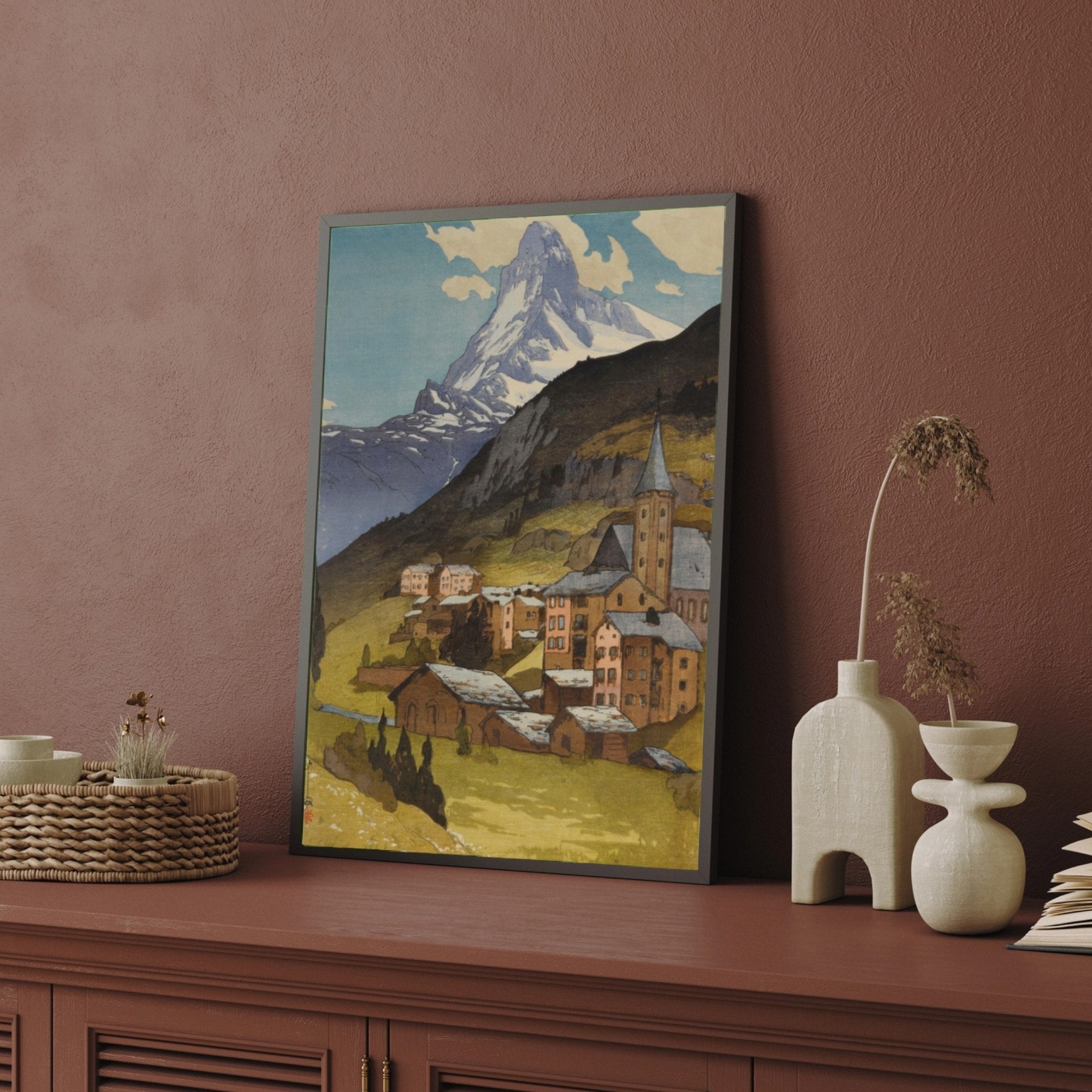 Matterhorn Day painting by Yoshida Hiroshi 3 : 4 Vertical New Premium Wall Art Canvas by MeriDeewar