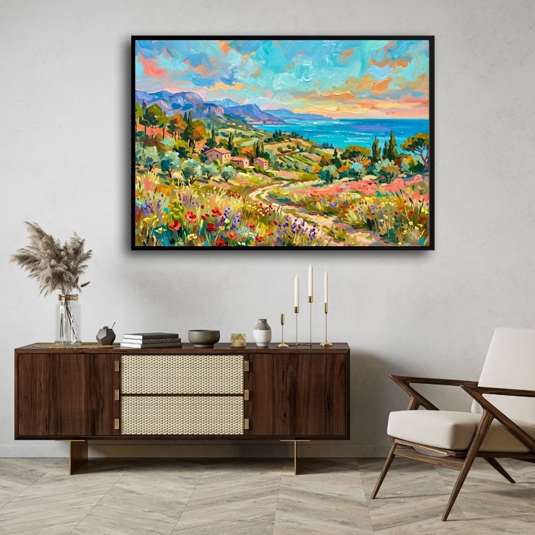 "Mediterranean Coastal Sunset" Giclée Print | Indian Wall Art Print 3 : 2 Horizontal Premium Wall Art Canvas by MeriDeewar