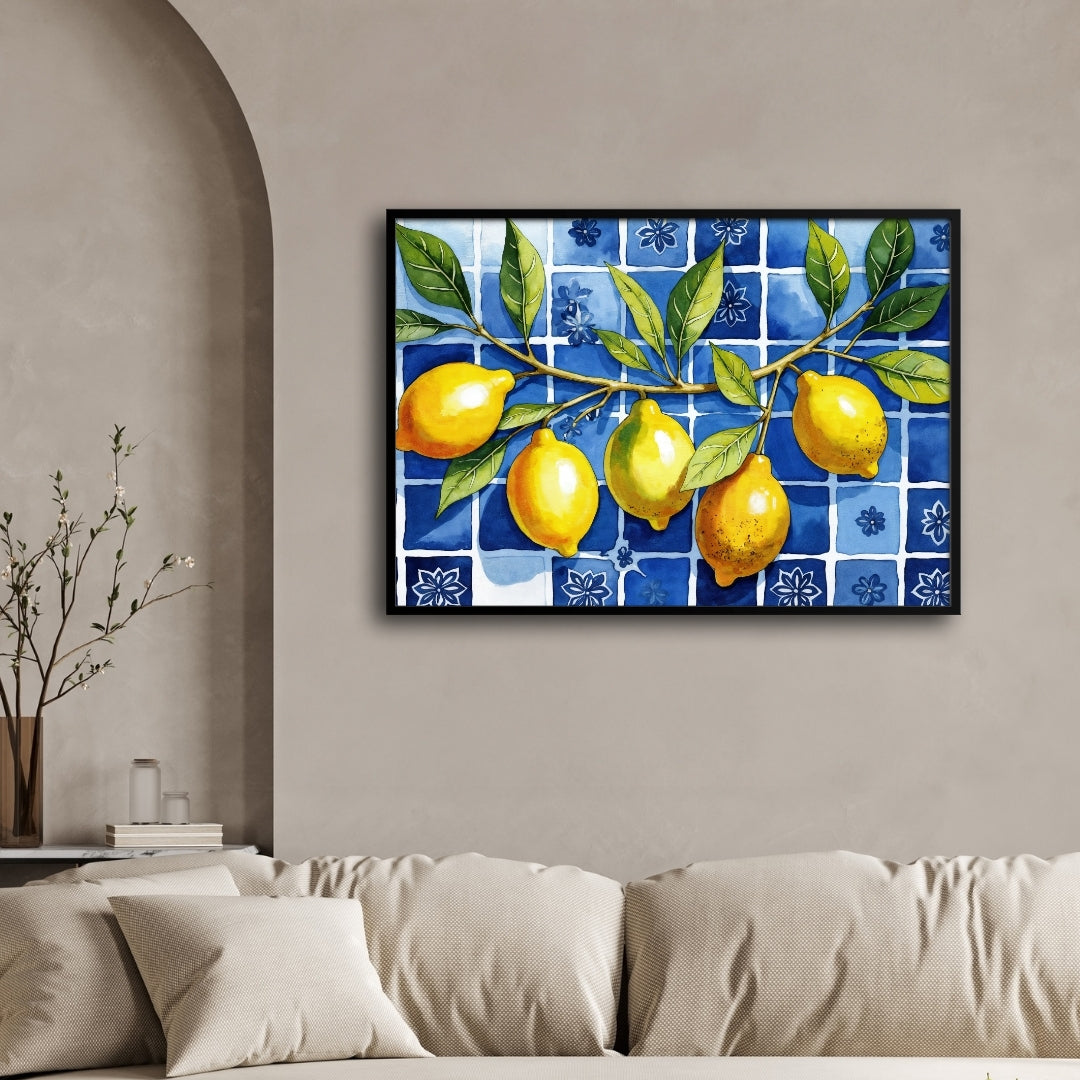 Mediterranean Lemons — Kitchen Wall Art Canvas Print 2 : 3 Horizontal Premium Wall Art Canvas by MeriDeewar