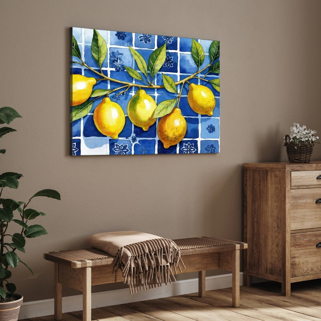 Mediterranean Lemons — Kitchen Wall Art Canvas Print 2 : 3 Horizontal Premium Wall Art Canvas by MeriDeewar
