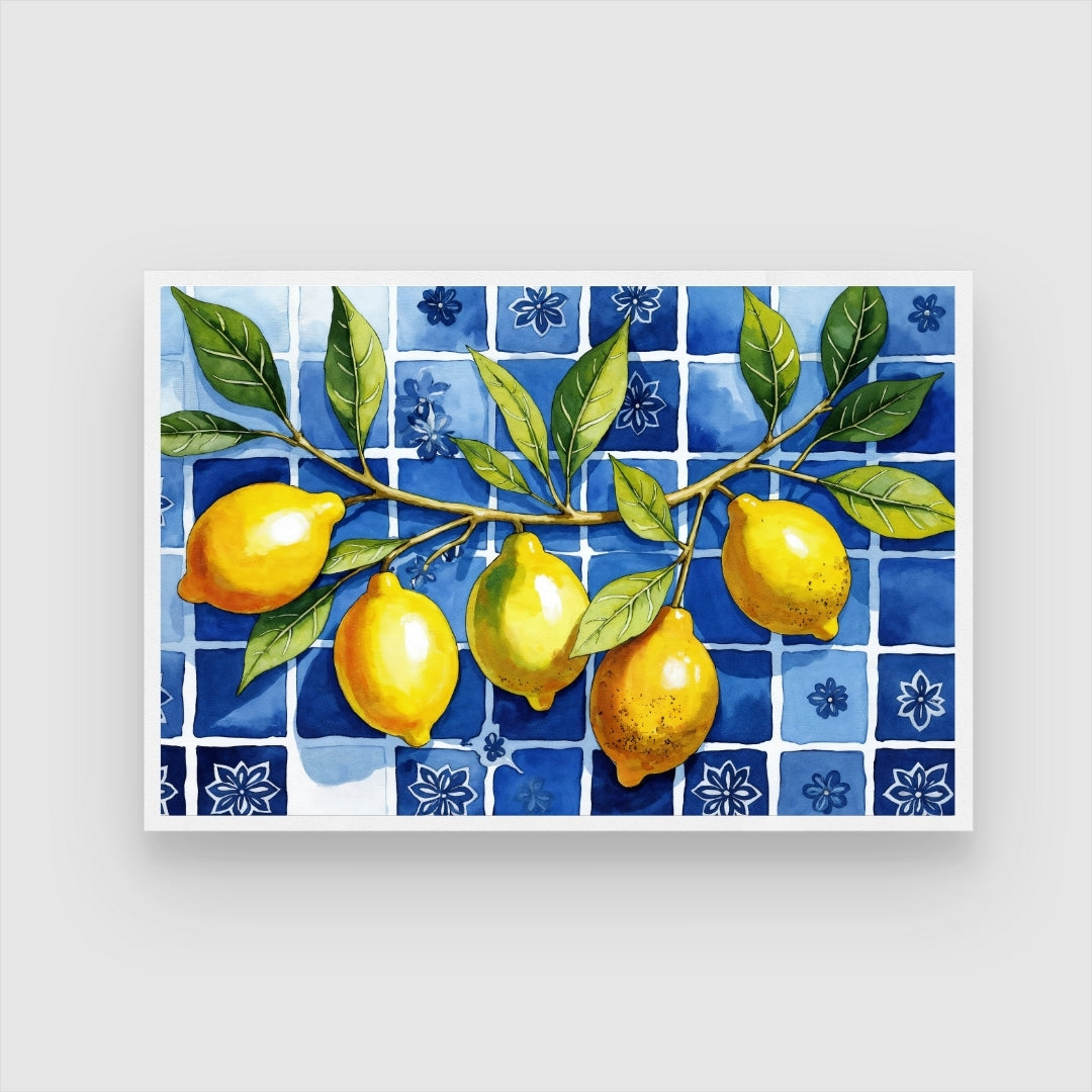Mediterranean Lemons — Kitchen Wall Art Canvas Print 2 : 3 Horizontal Premium Wall Art Canvas by MeriDeewar