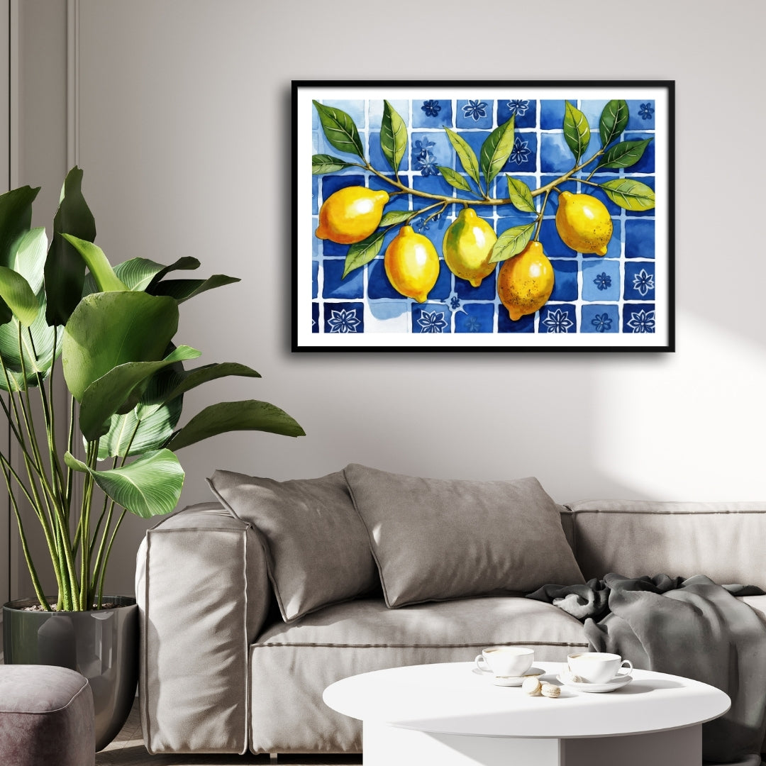 Mediterranean Lemons — Kitchen Wall Art Canvas Print 2 : 3 Horizontal Premium Wall Art Canvas by MeriDeewar