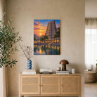 Meenakshi Amman Temple | Sacred South Indian Gopuram Sunset Gallery Wrap Canvas Curate Gallery Wrap Premium Wall Art Canvas by MeriDeewar