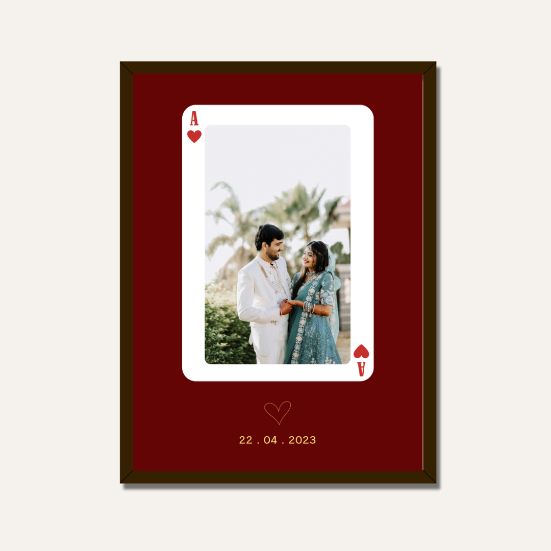MeriDeewar Personalized Ace of Hearts Playing Card Photo Frame with Custom Date custom Premium Wall Art Canvas by MeriDeewar
