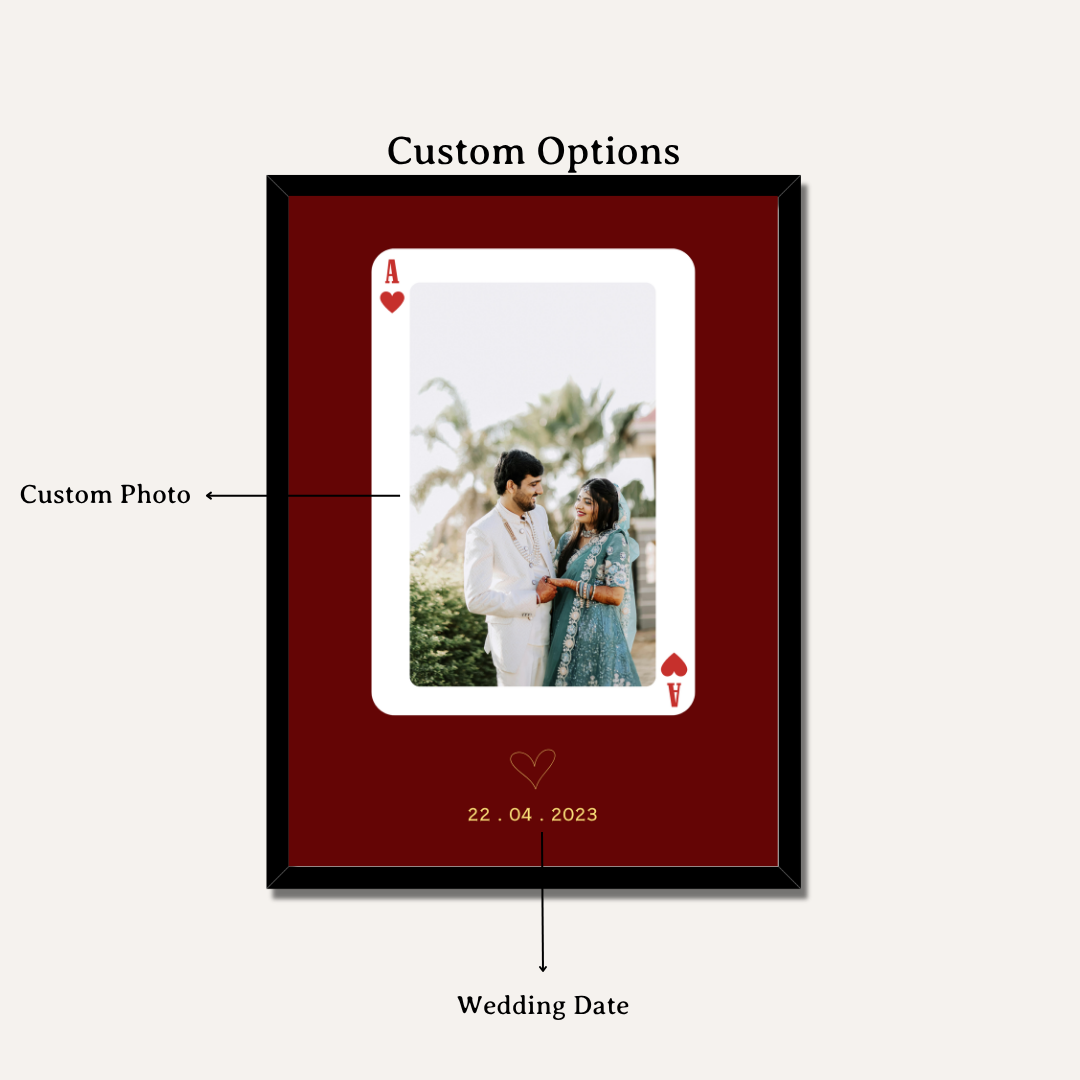MeriDeewar Personalized Ace of Hearts Playing Card Photo Frame with Custom Date custom Premium Wall Art Canvas by MeriDeewar