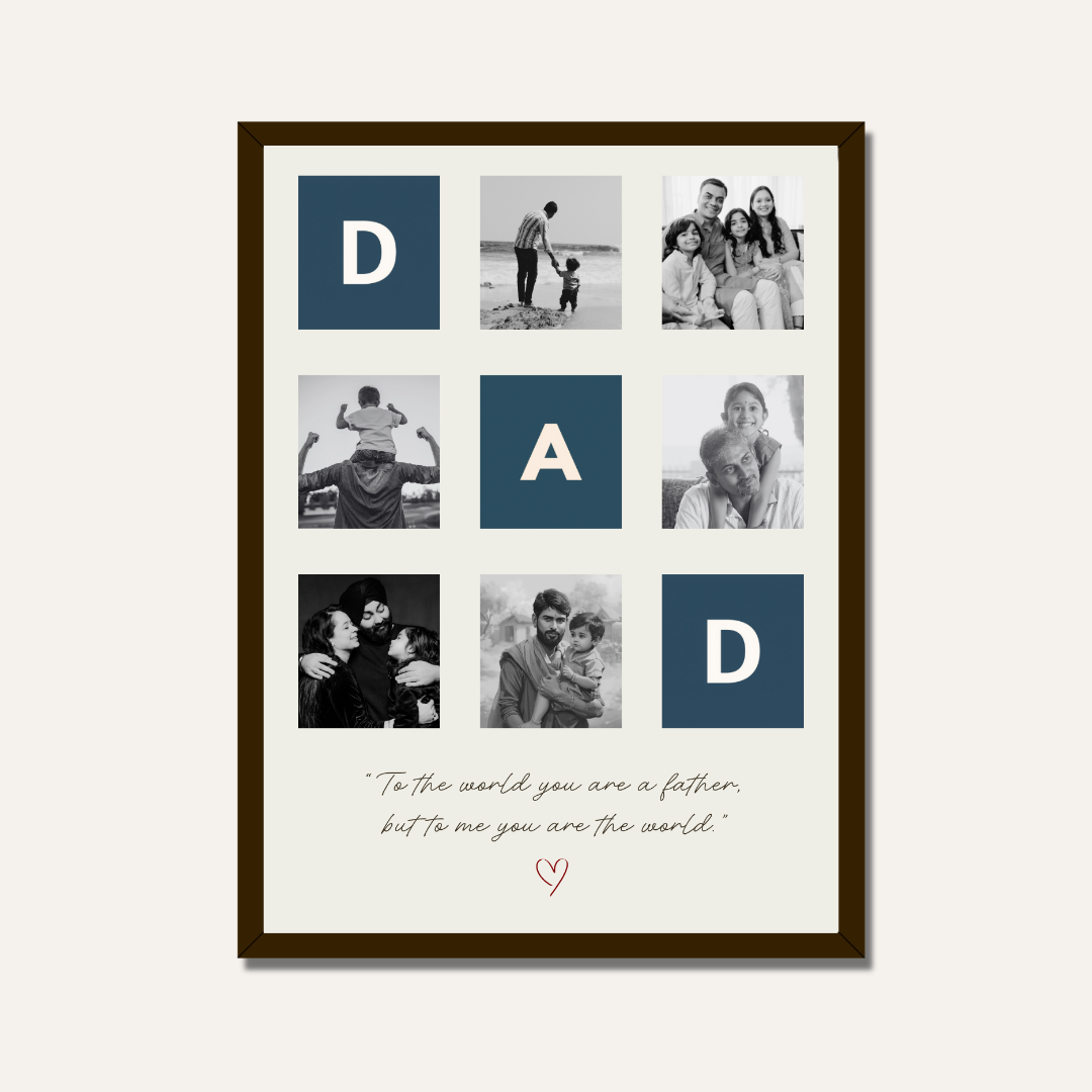 MeriDeewar Personalized DAD Photo Collage Frame with 6 Custom Pictures and Quote custom Premium Wall Art Canvas by MeriDeewar
