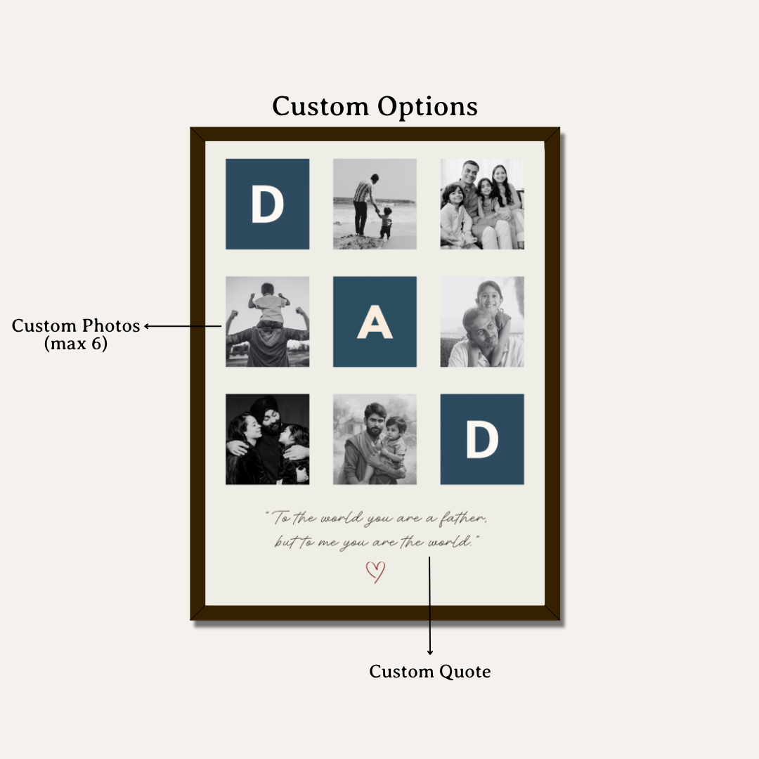 MeriDeewar Personalized DAD Photo Collage Frame with 6 Custom Pictures and Quote custom Premium Wall Art Canvas by MeriDeewar