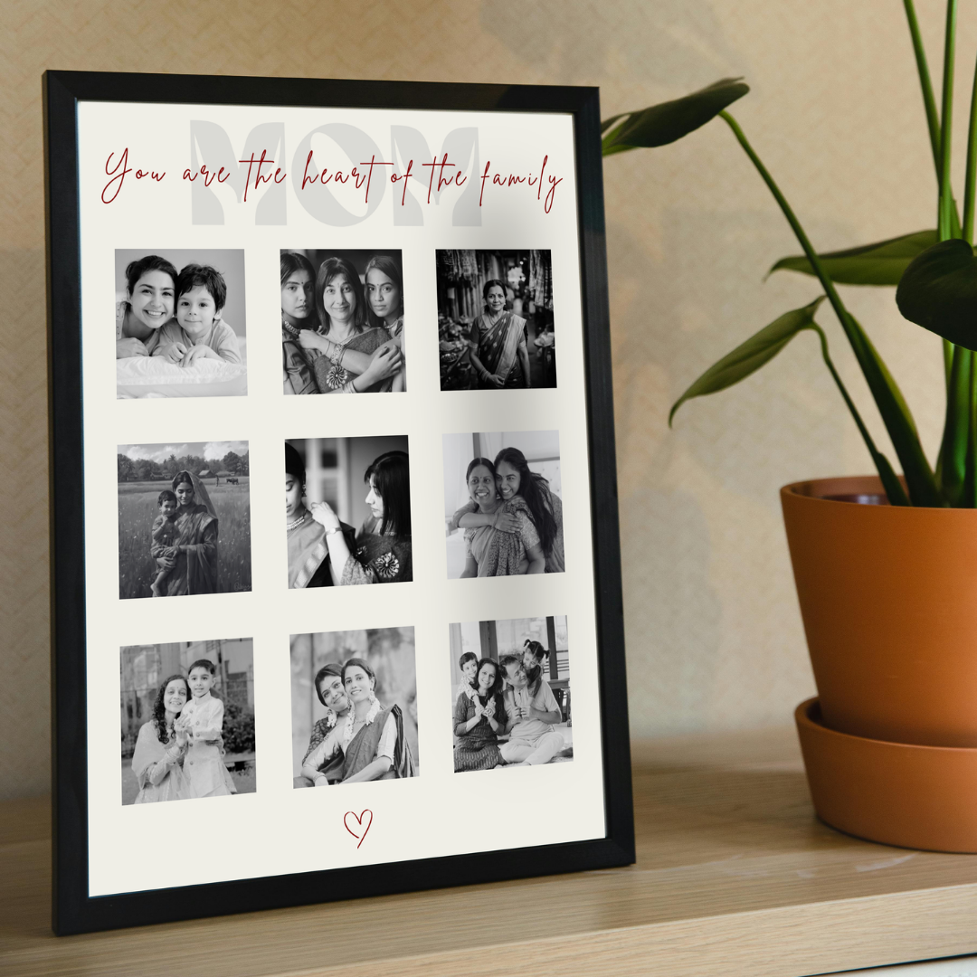 MeriDeewar Personalized MOM 9-Photo Collage Frame with Custom Heartfelt Message custom Premium Wall Art Canvas by MeriDeewar