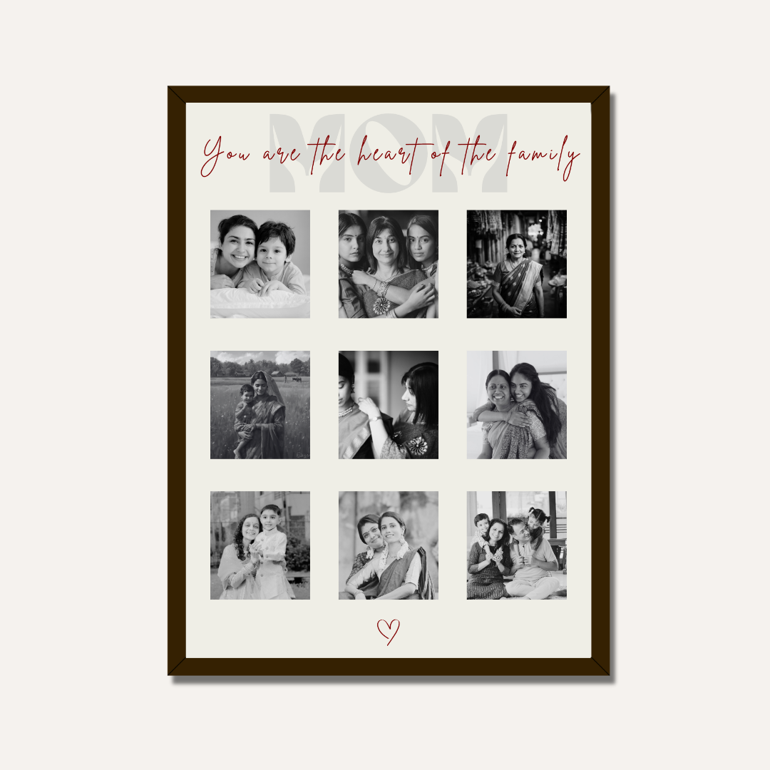MeriDeewar Personalized MOM 9-Photo Collage Frame with Custom Heartfelt Message custom Premium Wall Art Canvas by MeriDeewar