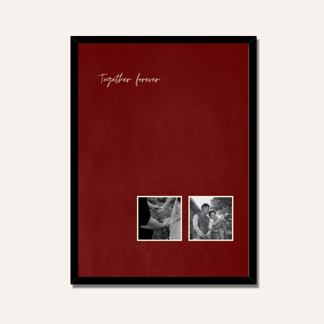 MeriDeewar Personalized "Together Forever" Minimalist Dual Photo Frame with Custom Quote custom Premium Wall Art Canvas by MeriDeewar