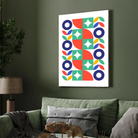 Mid-Century Geometric Botanical Wall Art | Retro Colorful Framed Print 2 : 3 Vertical Premium Wall Art Canvas by MeriDeewar