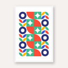 Mid-Century Geometric Botanical Wall Art | Retro Colorful Framed Print 2 : 3 Vertical Premium Wall Art Canvas by MeriDeewar