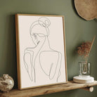 Minimalist Abstract Female Back Line Art Poster | Vertical Contemporary Boho White Framed Wall Art 2 : 3 Vertical Premium Wall Art Canvas by MeriDeewar