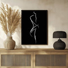 Minimalist Abstract Female Form Line Art Poster | Vertical Contemporary Boho White Framed Wall Art 2 : 3 Vertical Premium Wall Art Canvas by MeriDeewar