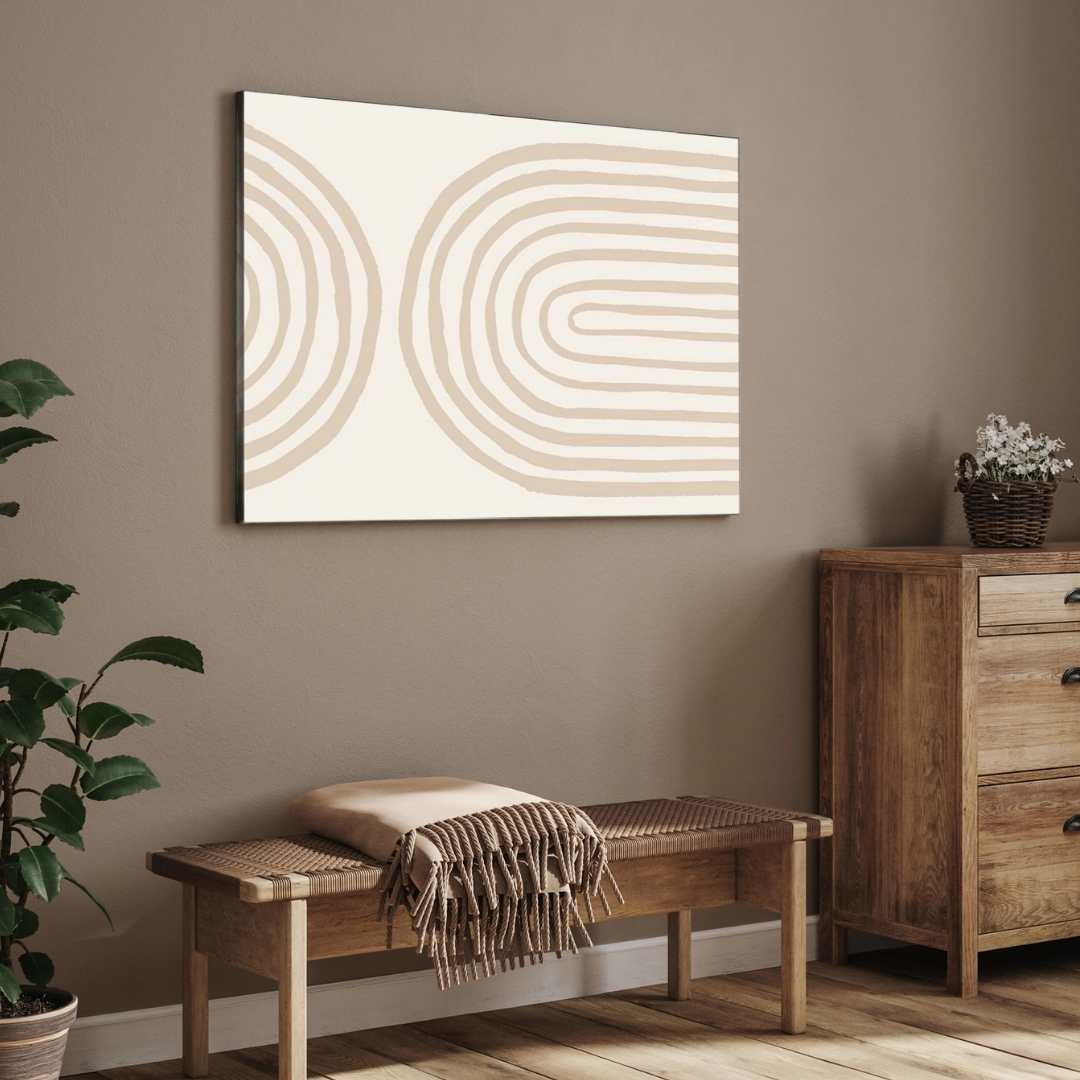 Minimalist Abstract Geometric Arches Poster | Horizontal Contemporary Boho White Framed Wall Art 2 : 3 Horizontal Premium Wall Art Canvas by MeriDeewar