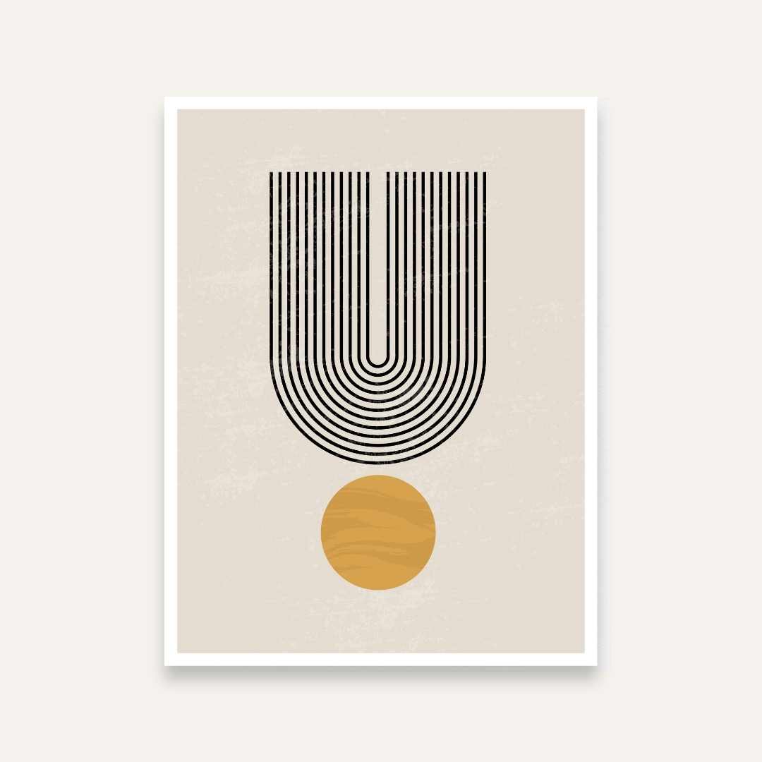 Minimalist Abstract Painting for Bedroom | Beige Geometric Wall Art | Giclée Print 4 :5 Vertical Premium Wall Art Canvas by MeriDeewar