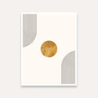 Minimalist Abstract Painting for Living Room | Gold & Beige Boho Wall Art | Geometric Line Art 3 : 4 Vertical Premium Wall Art Canvas by MeriDeewar