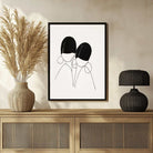 Minimalist Abstract Twin Figures Line Art Poster | Vertical Contemporary Boho White Framed Wall Art 2 : 3 Vertical Premium Wall Art Canvas by MeriDeewar