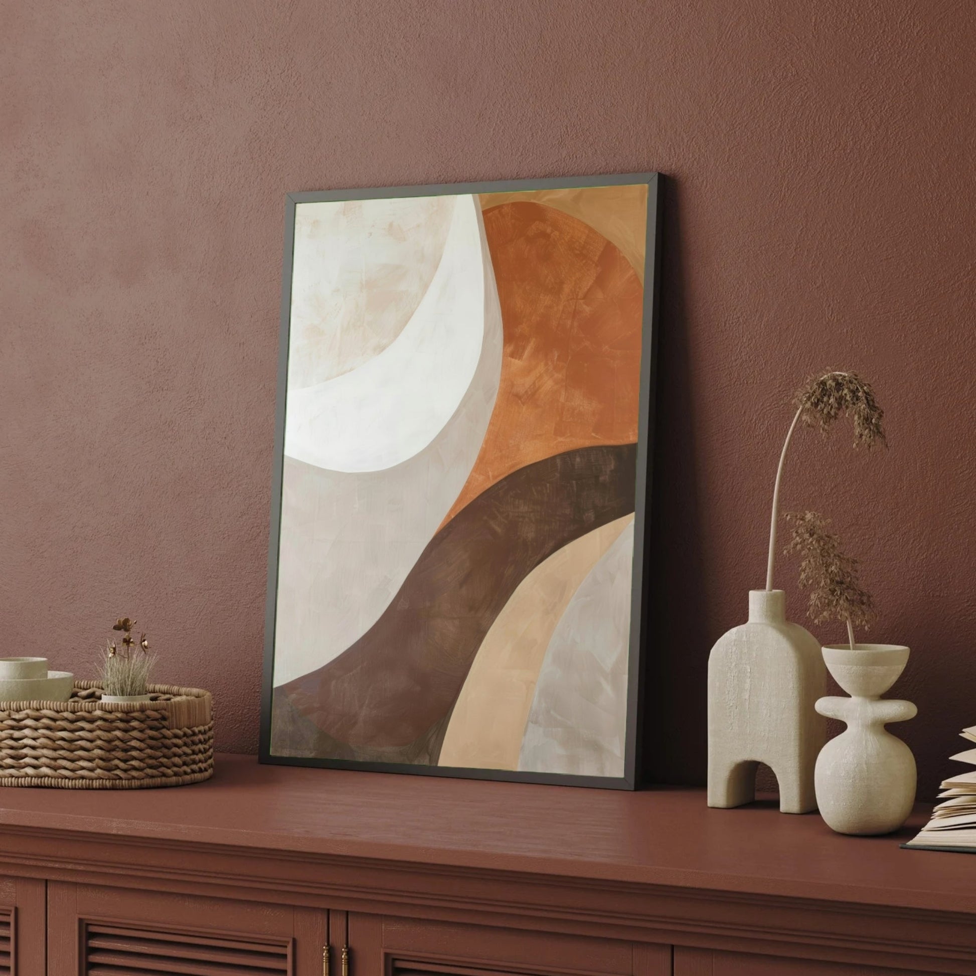 Minimalist Beige Abstract Canvas Painting | Hand-Drawn Modern Wall Art 2 : 3 Vertical Premium Wall Art Canvas by MeriDeewar