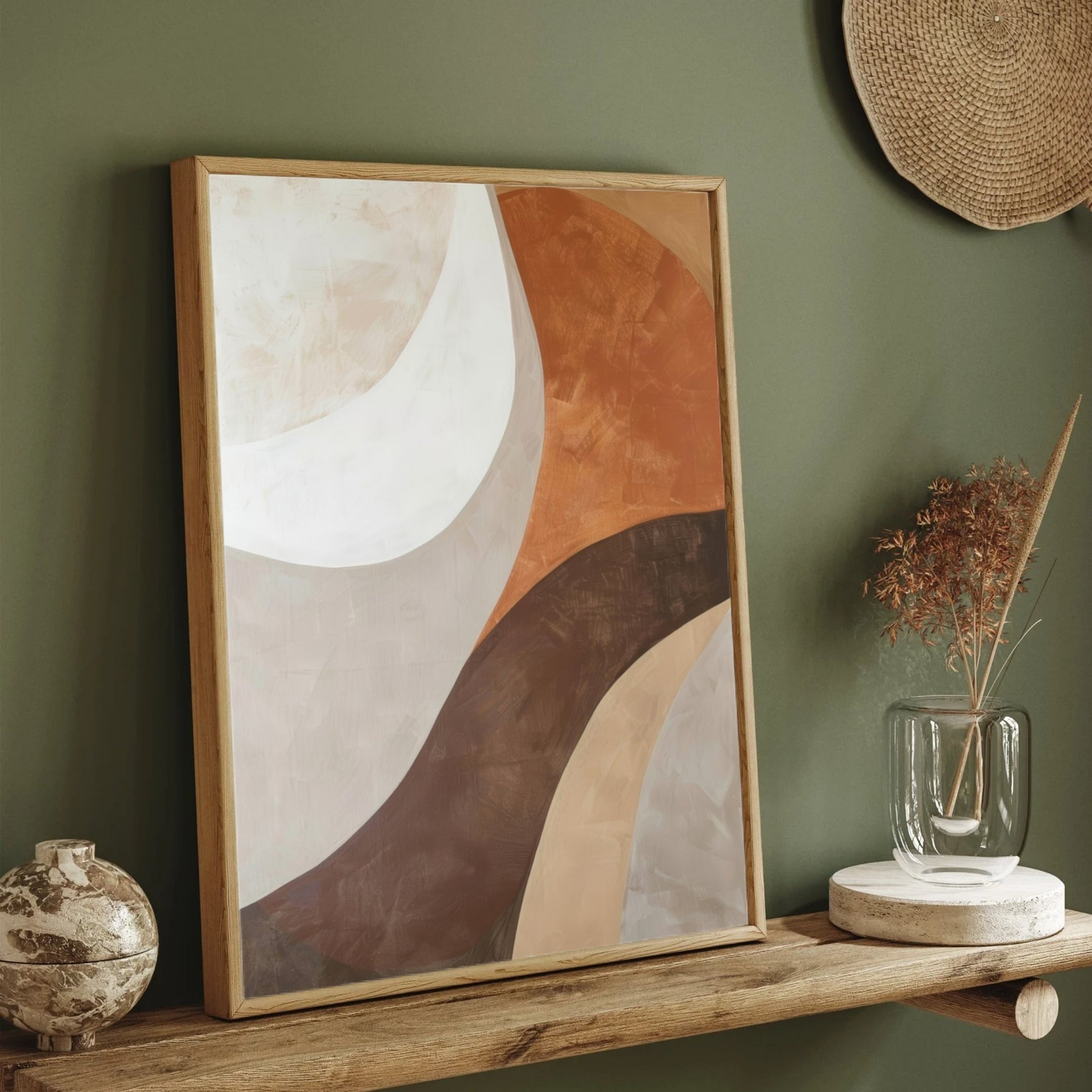 Minimalist Beige Abstract Canvas Painting | Hand-Drawn Modern Wall Art 2 : 3 Vertical Premium Wall Art Canvas by MeriDeewar