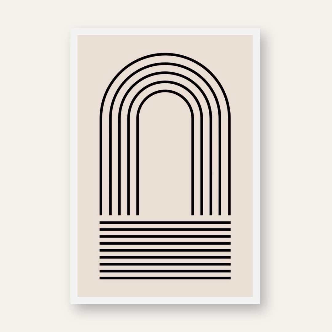 Minimalist Geometric Line Art Poster | Vertical Boho White Framed Wall Art 2 : 3 Vertical Premium Wall Art Canvas by MeriDeewar