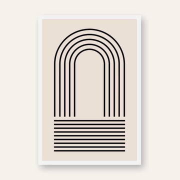 Minimalist Geometric Line Art Poster | Vertical Boho White Framed Wall Art 2 : 3 Vertical Premium Wall Art Canvas by MeriDeewar