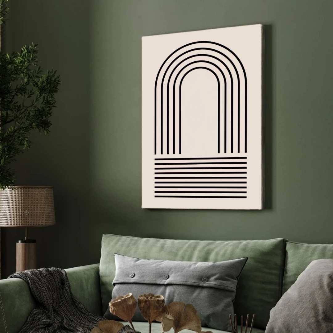Minimalist Geometric Line Art Poster | Vertical Boho White Framed Wall Art 2 : 3 Vertical Premium Wall Art Canvas by MeriDeewar