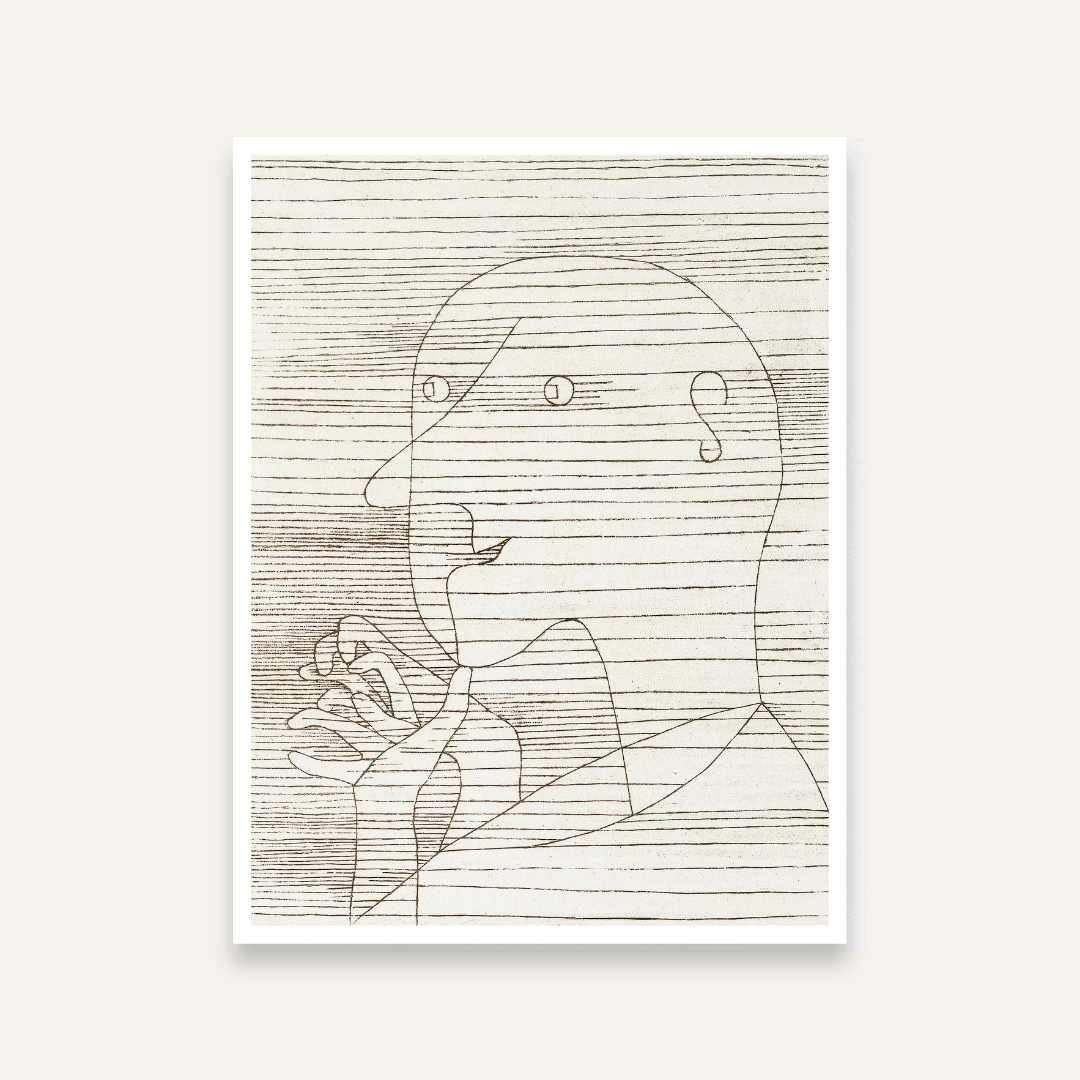 Minimalist Line Art Portrait Painting for Living Room | Paul Klee Wall Art Print 4 :5 Vertical Premium Wall Art Canvas by MeriDeewar