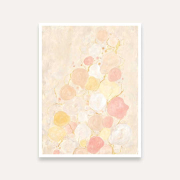 Minimalist Pastel Bubbles & Gold Leaf Painting | Vertical Modern Boho White Framed Wall Art 3 : 4 Vertical Premium Wall Art Canvas by MeriDeewar