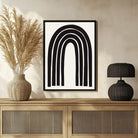 Minimalist Rainbow Arch Poster | Vertical Contemporary Boho White Framed Wall Art 2 : 3 Vertical Premium Wall Art Canvas by MeriDeewar