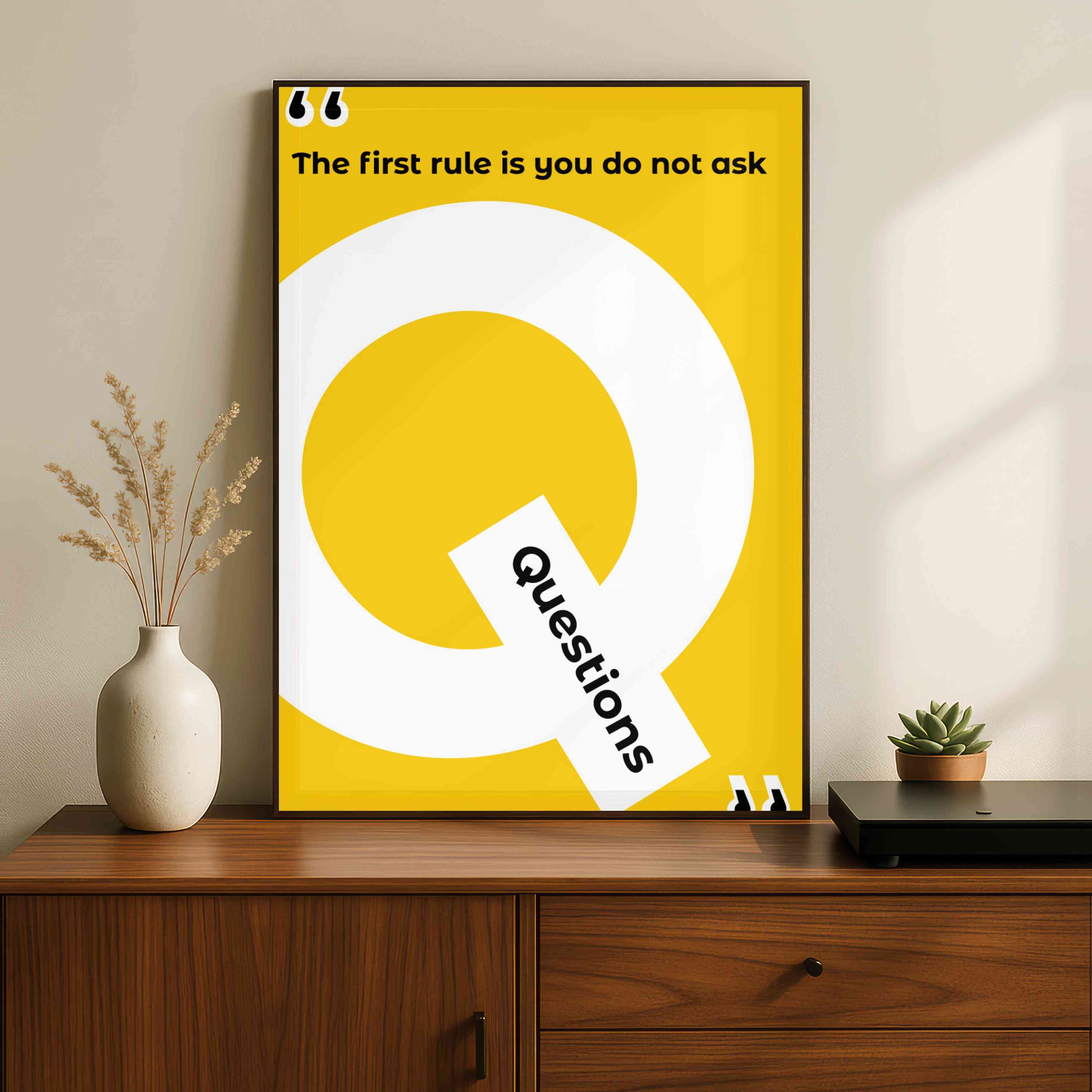 Minimalist Yellow Quote Typography Poster | Vertical Borderless Art Frame Poster Premium Wall Art Canvas by MeriDeewar