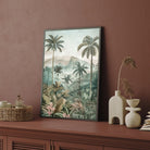 Misty Tropical Mountains – Serene Jungle Landscape Wall Art 2 : 3 Vertical Premium Wall Art Canvas by MeriDeewar