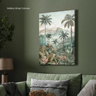 Misty Tropical Mountains – Serene Jungle Landscape Wall Art 2 : 3 Vertical Premium Wall Art Canvas by MeriDeewar