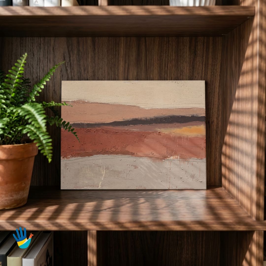 Mitti | Earth Tones Panoramic Abstract Wall Art 3 : 2 Horizontal Premium Wall Art Canvas by MeriDeewar