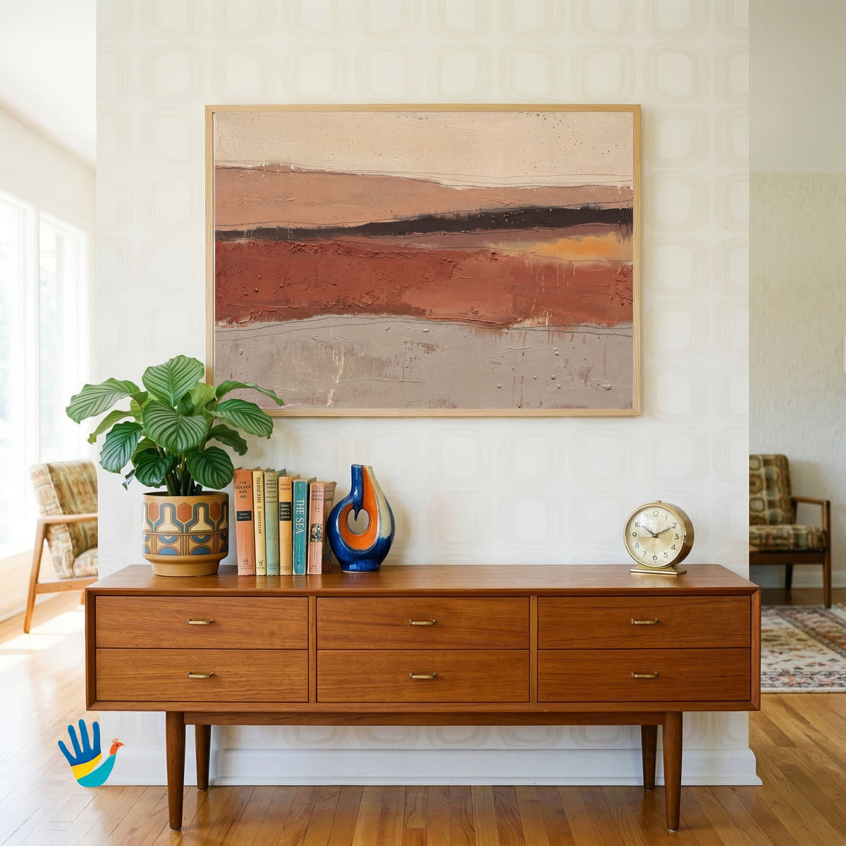 Mitti | Earth Tones Panoramic Abstract Wall Art 3 : 2 Horizontal Premium Wall Art Canvas by MeriDeewar