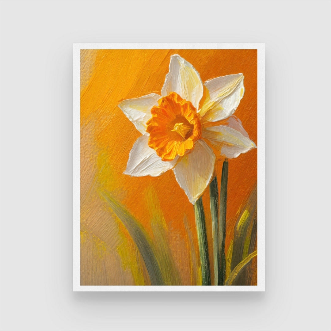 Modern Abstract Daffodil Painting for Home Decor 3 : 4 Vertical New Premium Wall Art Canvas by MeriDeewar